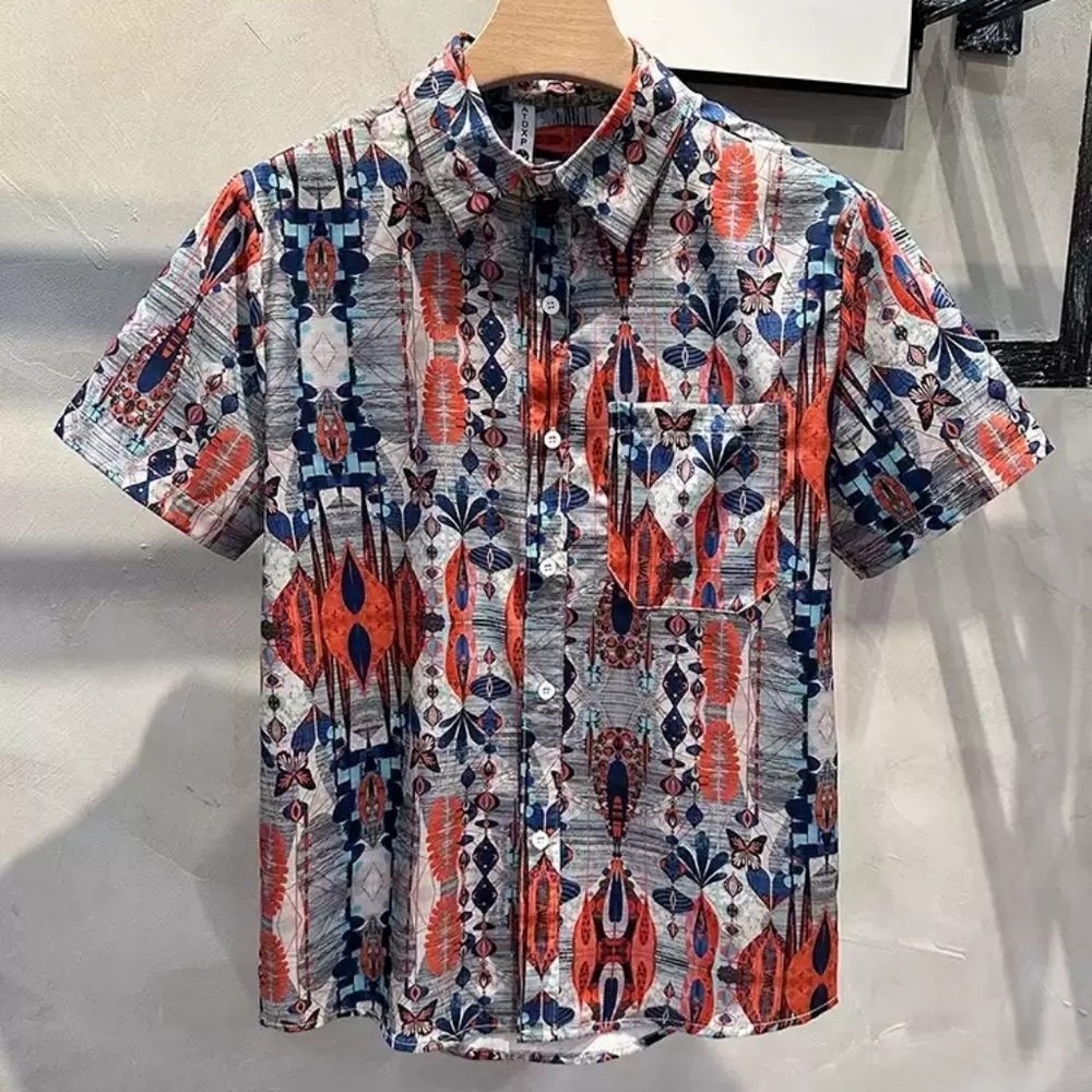 Geometric Tribal Print Short Sleeve Shirt